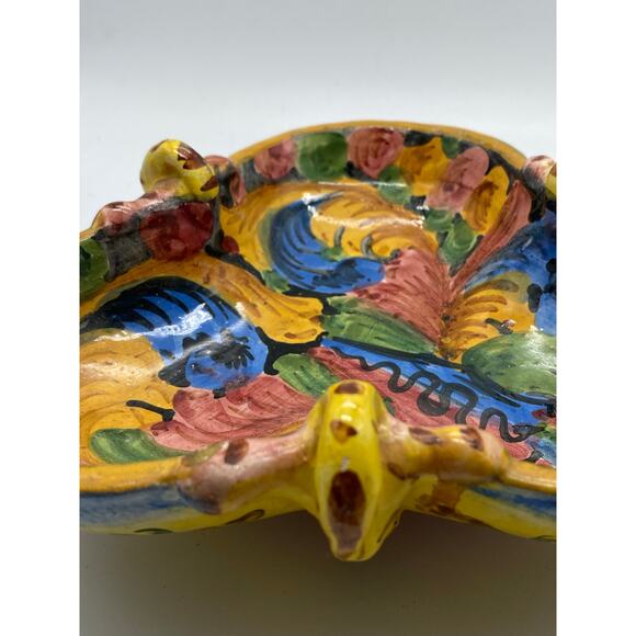 Vintage Italian Majolica Jardiniere Figural Handles Red Clay signed Italy 1509 - Picture 7 of 10